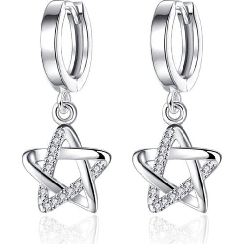 KOFSAC Popular 925 Sterling Silver Earrings For Women Jewelry Exquisite Zircon Hollow Star Earring Female Valentines Day Gifts