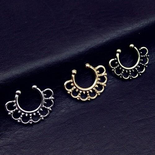 2019 new arrivals Fake septum Piercing nose ring Hoop nose For Women faux clip on Rings clicker non Body Jewelry