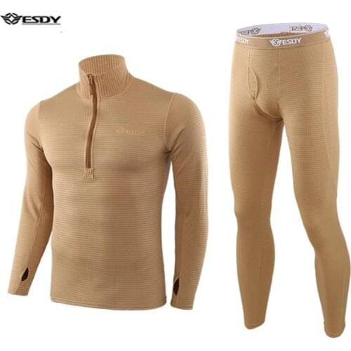 ESDY New Winter Top Quality New Thermal Underwear Sets Men Compression Fleece Sweat Quick Drying Thermo Underwear Male Clothing
