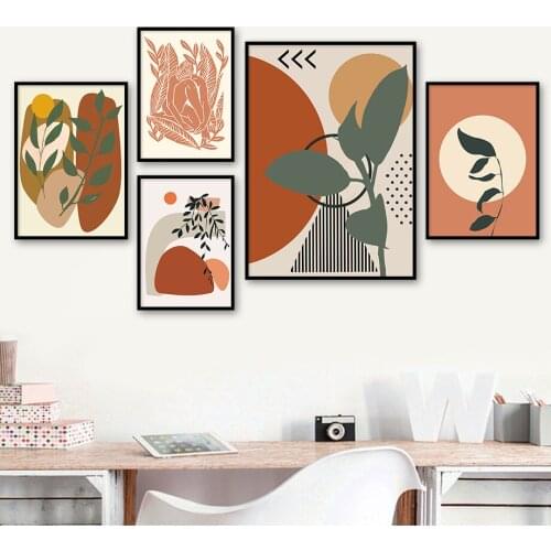 Monstera Leaves Girl Abstract Illustration Wall Art Canvas Painting Nordic Posters And Print Wall Pictures For Living Room Decor