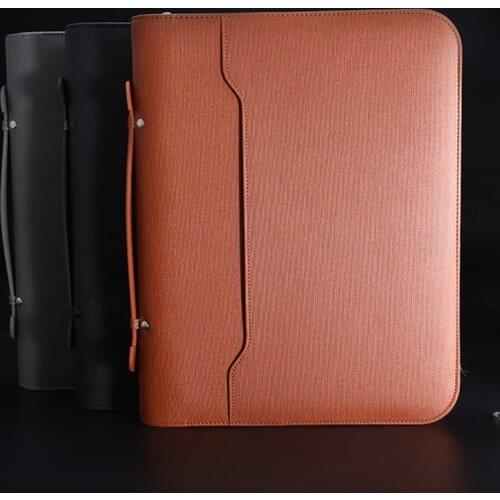 Multi-function A4 Padfolio File Manager Folder Luxury Binder Ring Organizer Business Manager Briefcase Zipper Spiral Notebook