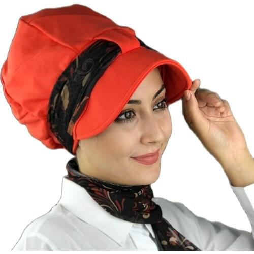 Islamic Fashion Muslim Women Hijab 2021 Trend Single Size Bathing Cap Beret Ready Shawl Scarf Buckle Pomegranate Flower Biritli Scarf for Women hat
