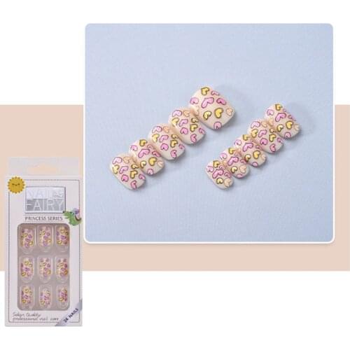 Hot Printed Nail Patch Glue Type Removable Short Paragraph Fashion Manicure False Nails Sticker for Women