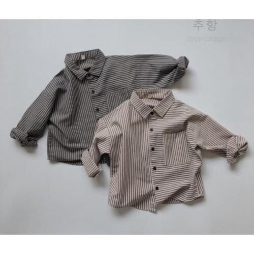 2021 new girls boys striped shirt cotton full sleeve autumn kids top