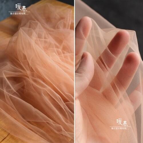 Dense Streth Tulle Fabric Orange DIY Scarf Veil Flower Background Decor Curtain Fluffy Skirt Wedding Dress Designer Fabric