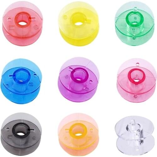 10PcsTransparent Bobbins Spool Threads Sewing Bobbins Spool Colorful Plastic Empty Bobbins For Home Sewing Accessories