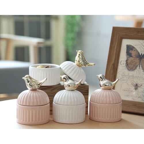 Romantic Wedding Bird 2019 New Creative Ceramic Candy Box Nordic Style Bird Gift Box Jewelry Box Earring Necklace Storage Tank