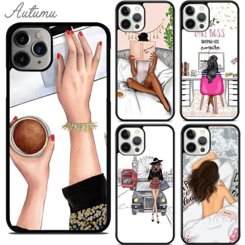Girl Boss Pink Women Cartoon Phone Case for iPhone 11 12 Pro Max mini X XR XS SE 2020 5 6S 7 8 Plus Galaxy S8 S9 S10 Cover shell