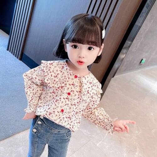 Shirts For Girls Floral Pattern Girls Tops Casual Style Kids Blouse For Girls Spring Autumn Girls Clothes