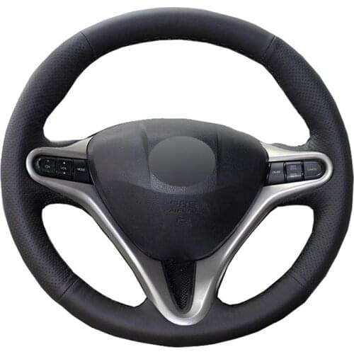 Hand Sewing Car Steering Wheel Cover Wrap Cow Leather Suede For Honda Civic 8 Civic Type R 2006 - 2008 2009 2010 2011 (3-Spoke)