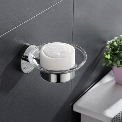 Silver Bathroom Wall Mounted Soap Dish Holder Box Dish Soap Storage Saver Shower Tray Bathroom Accessories