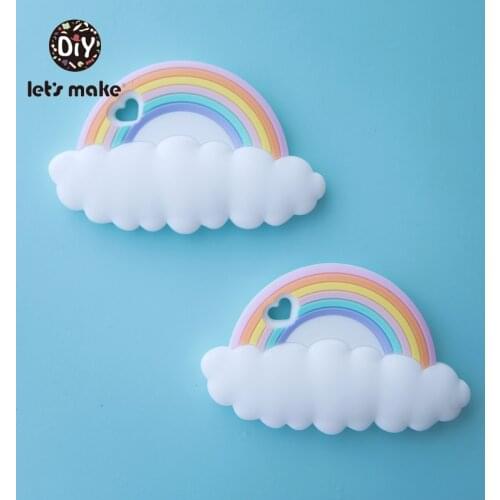 Silicone Teethers Rainbow CAartoon Shape 1pc BPA Free Tint Rod Food Grade Silicone Baby Teethers Teething Toys Charms Patent