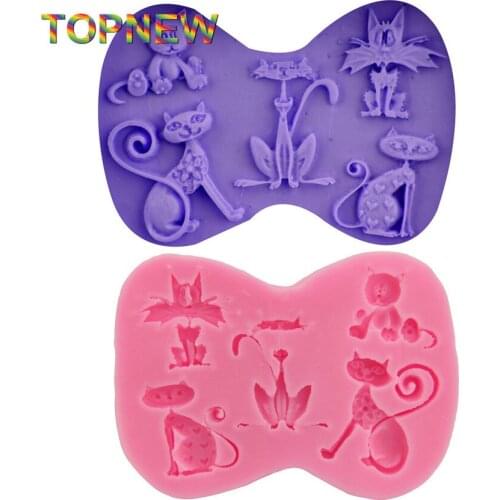 Cute Chocolate Silicone Molds 3D Beautiful Kitten Cat Fondant Silicone Cake Moulds Tools Cake Silicone Cooking Tools C1952