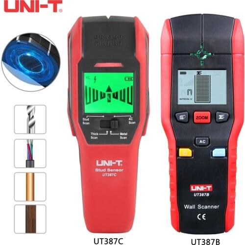 UNI-T UT387B Wall Scanner Metal Detector AC Wood Electric Box Finder Cable Line Depth Tracker Live Wire Detector LCD Display