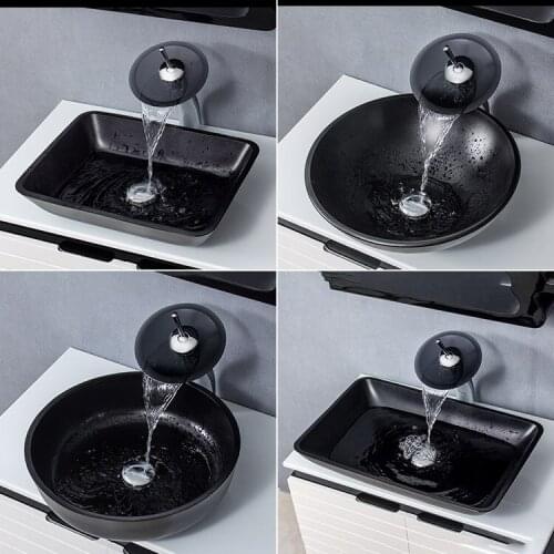 Hair scrub sub black wash basin art craft basin glass table basin