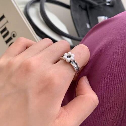 TIMEONLY Vintage Simulation Floral Open Rings for Women Ladies Temperament Classic Ring Korean Fashion Accessories Party Gifts