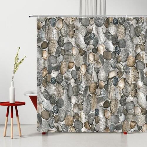 3D Stone Wall Shower Curtain Old Fashioned Brick Pattern Printing Washable Fabric Bathroom Decor With Hook Bath Cloth Curtains