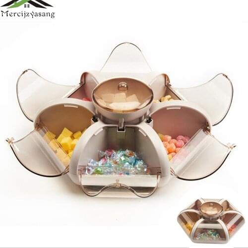 Rotatable Food Snack Tray Storage Containers Candy Plates Snack Dish Box Dried Nuts Plate Creative Decoration Organizer LSN09