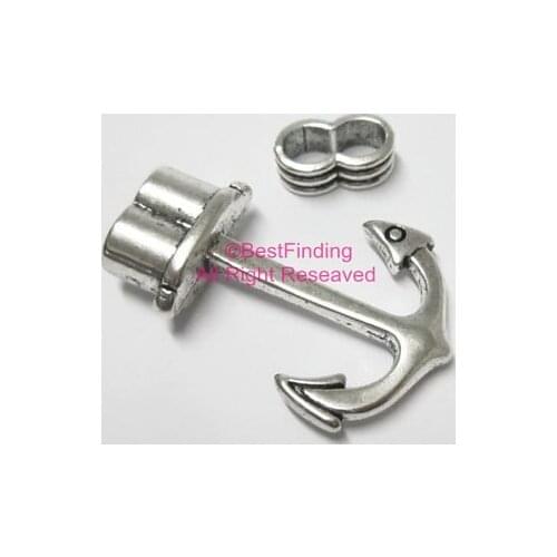 Anchor hook clasp 5mm Antique silver open hook Round leather clasp RH31