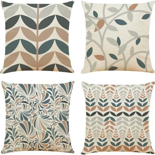 Zeroomade Morden Geometric Plant Cotton Linen Thorw Pliiowcases Pillow Covers Home Sofa Decorative Leaves Cushion Covers 45x45cm