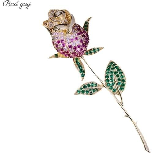 Bad Guy Multicolor Brooch Pin for Womens Fashion Rose Zircon Pins Clothes Scarf Buckle Garment Accessories Fashion Jewelry Gift