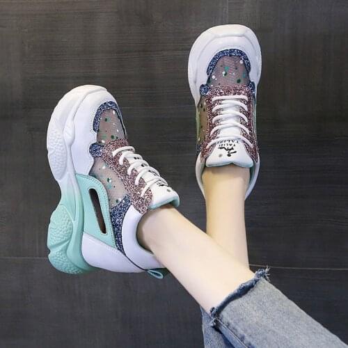 Inner Increased Mesh Breathable Color Matching Fashion Ladies Casual Sports Shoes Spring And Autumn Hot Sale Platform Shoes