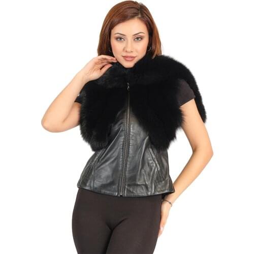 Modaqueen Women Summer Season Fox Fur Accessories Sleeveless Leather Vest 102-Z жилетка для девочкии Fur and Leather 2020-2021-2022