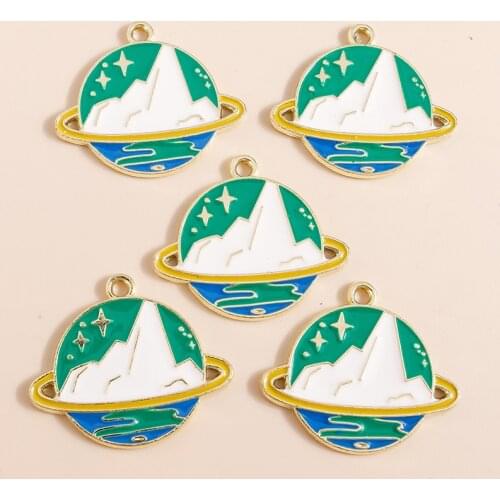 10pcs 28*24mm Muti-element Mountain Stars Planet Charms for Jewelry Making Necklace Earrings Making Space DIY Accessories