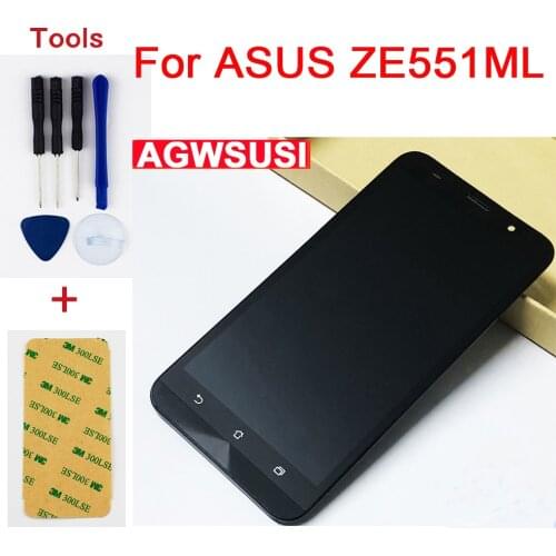 100% Test For ASUS Zenfone 2 ZE551ML Z00AD Full Sensor Glass Touch Screen Digitizer + LCD Display Panel Assembly with Frame