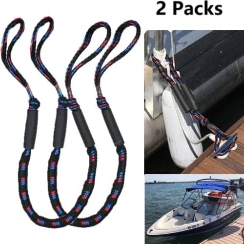 2Pcs Set Bungee Dock Line Mooring Rope for Boat 4 ft 2 Ropes Rope Bungee Cord Dockline Boats Kayak Accessories