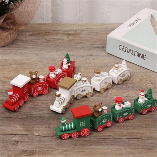 2021 New Year Wooden Christmas Train Ornament Christmas Decoration for Home Santa Claus Gift Toys Crafts Table Deco Navidad Xmas