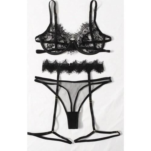 3PCS Sexy Sensual Lingerie Women Underwear Set Sexy Lingerie Set Lace Perspective Porno Erotic Underwear Mujer Garter Costumes