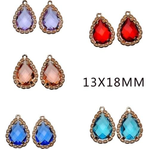 4pcs/lot 19MM Teardrop Water drops Copper KC Gold Pendants Dangle Bib Charms Earring Diy Handmade Jewelry Component Materials