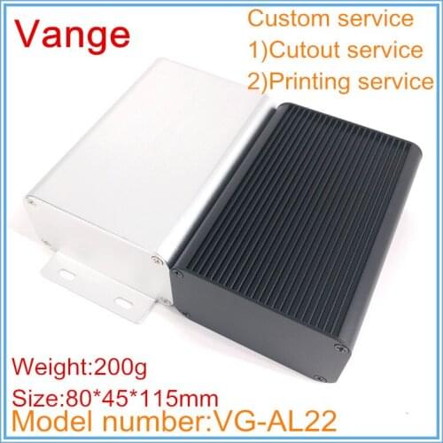 4pcs/lot extruded injection molding case 6063-T5 Aluminum integrated enclosure box diy 80*45*115mm heat sink surface