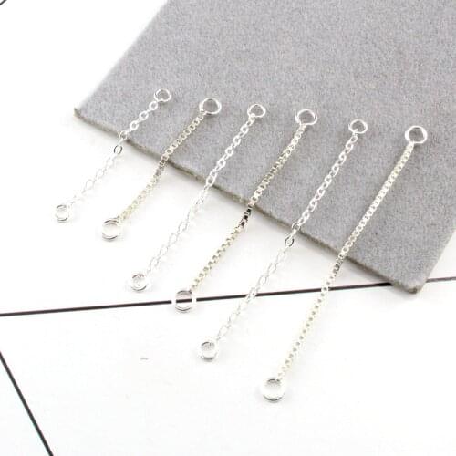4PCS 925 Sterling Silver Threader Earring with double ring Short Earrings Box Chain Extender Chain Earrings Diy Earring Finding