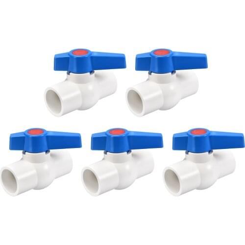 Uxcell Ball Valve, PVC Socket End Valve for Aquarium Setup, Sump Pump, Pool, Garden Sprinkler 5Pcs