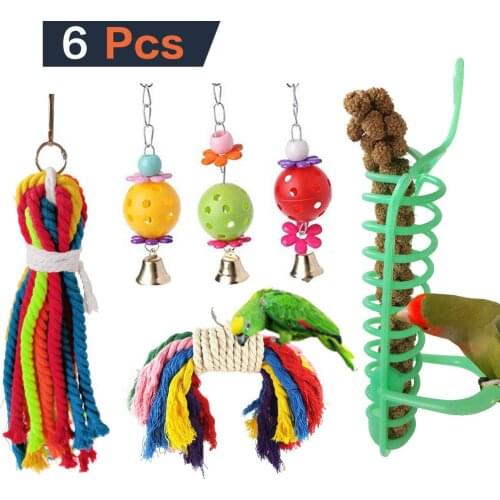 6pcs/Set A Parrot Toy Combination Parrot Small Pet Supplies Feeding Toy Foraging Device Toy Bird