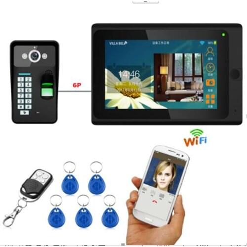 7 Inch Wired WIFI Password/ID Card/Fingerprint Access Control System Video Door Phone