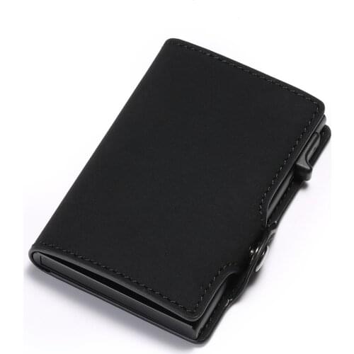 Aaby 2021 PU Leather Wallet With A Single Aluminum Case For Card Holder Can Effectively Shield RFID And NFC Signal