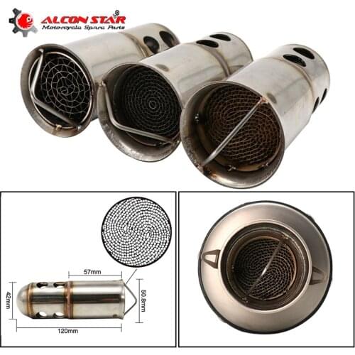 Alconstar - Stainless Steel Motorcycle Exhaust Catalyst DB Killer Silencer 51mm/60mm Inlet Motorcycle Muffler Pipe ER6N GSX750