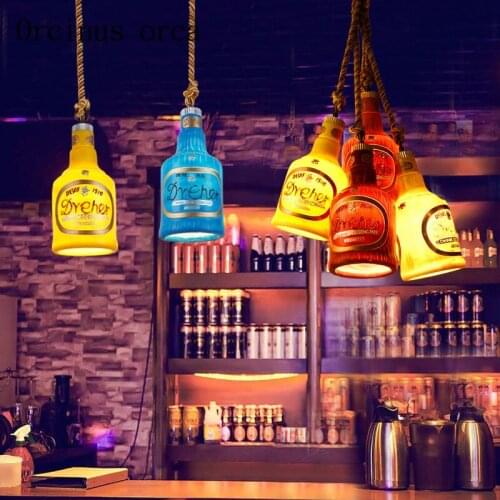 American country single head wine bottle chandelier Bar Cafe RETRO art creation color Chandelier free shipping