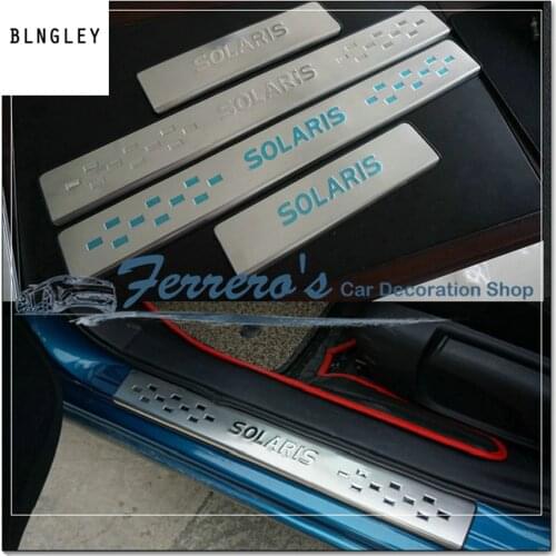 FREE SHIPPING 4pcs/lot for 2011-2017 hyundai solaris sedan hatchback stainless steel door sill welcome pedal car accessories