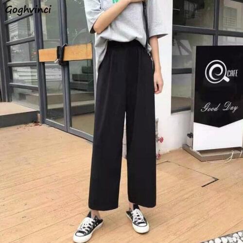 Casual Pants Women Plus Size 3XL Loose Solid All-match Sweet Simple Office Slim Straight Trousers Womens High Waist Streetwear