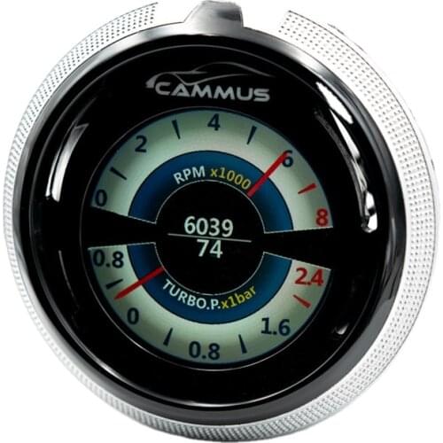 CAMMUS All New i-Round Air Conditioning Outlet LCD Display Racing Gauge fits both OBDII and Sensor