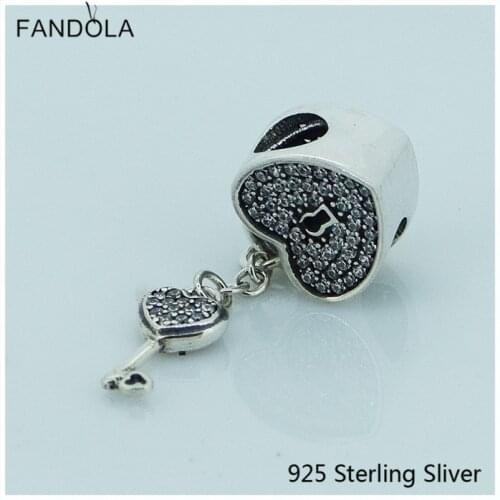 CKK Lock of love Valentines day Charms 925 Sterling Silver Beads Original Jewelry Making Fits For Bracelets