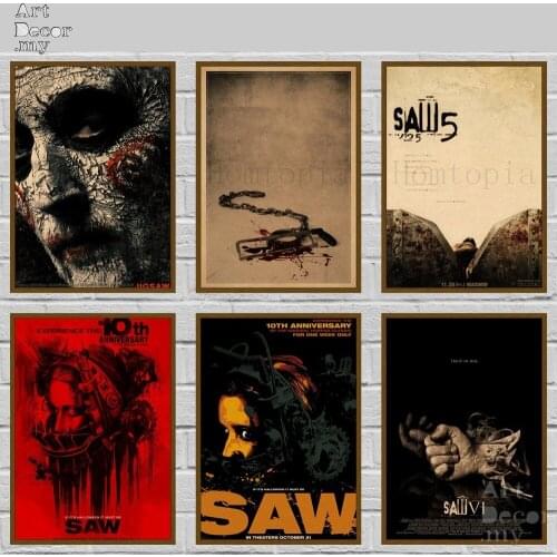 Classic Horror Movie Saw Retro Kraft Paper Movie Poster For Home Art Decoration Posters
