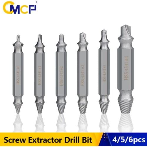 CMCP Damaged Screw Extractor Drill Bit 4/5/6 PCS Stripped Broken Screw Bolt Remover Extractor Easily Take Out Demolition Tools