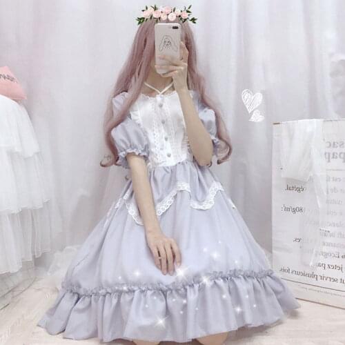 COYOUNG Store 2020 Summer Japanese Lolita Vintage Dress Female Soft Girl Wind Cute Fungus Lace Dress Short Sleeve Dress