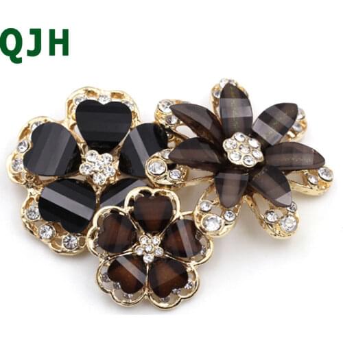 3pcs/bag Sewing Craft Supplies Handmade Decorative Metal Sewing Buttons Fur Coats Garment Accessories Diamond Rhinestone Button