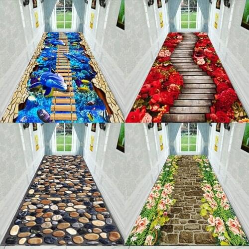 3D Corridor Hallway Stairs Long Carpet Bedroom Full of Bedside Porch Home Wedding Can be Cut Slip Door Mat Floor Mat